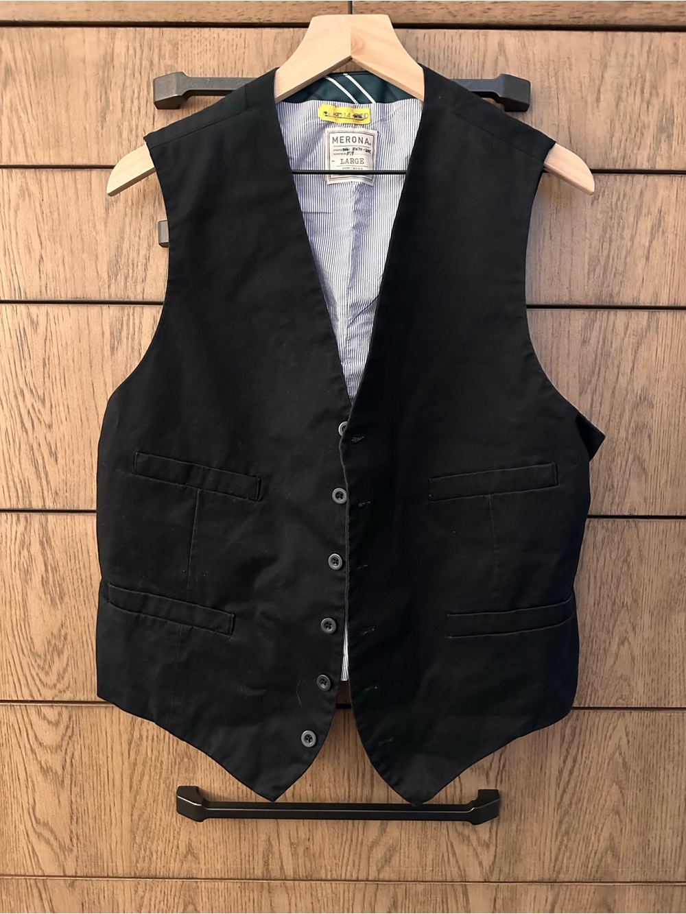 Merona Black Button-Front Men's Vest
